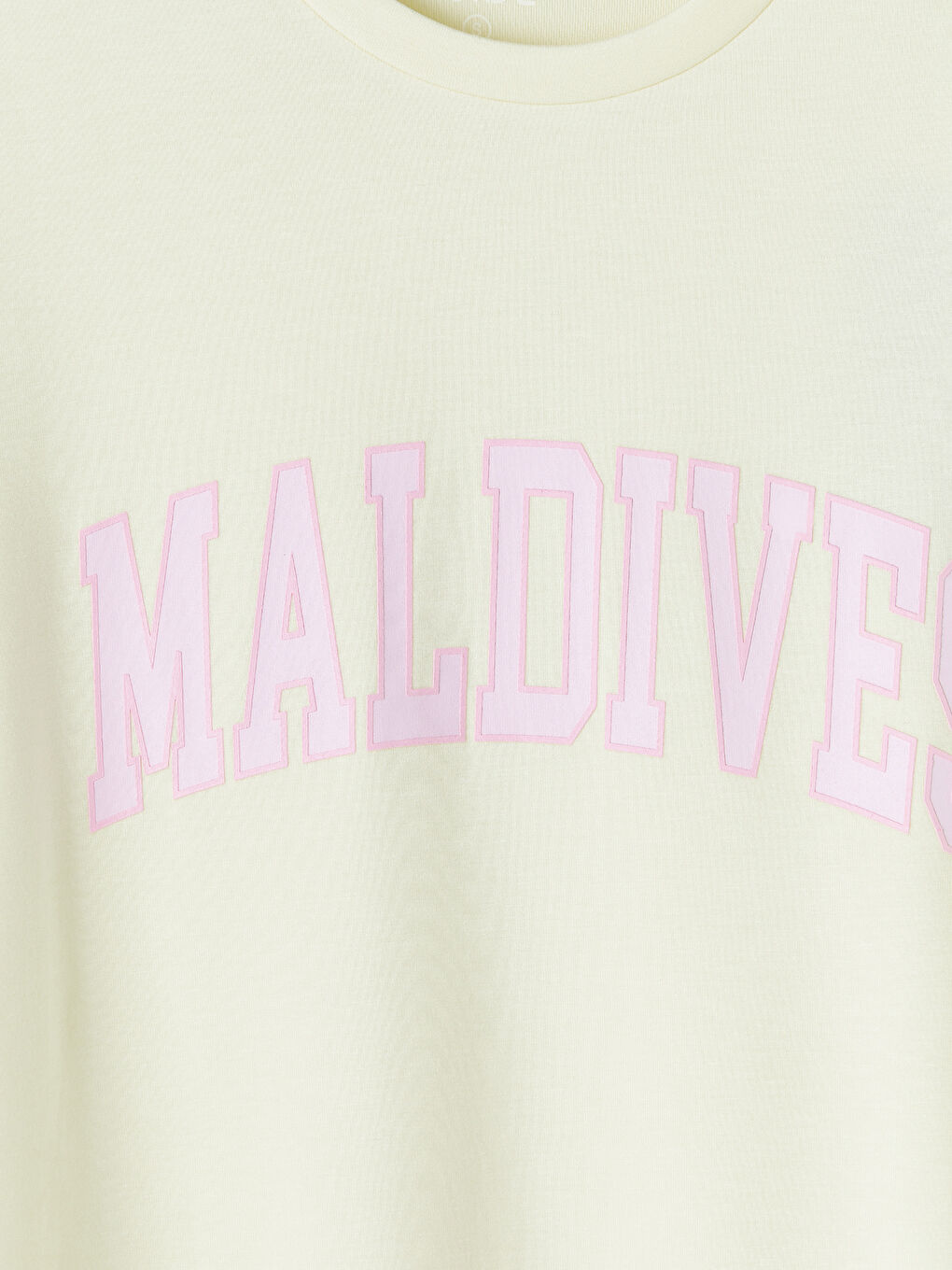 Sarı Bisiklet Yaka Maldives Baskılı Kadın Tişört-2