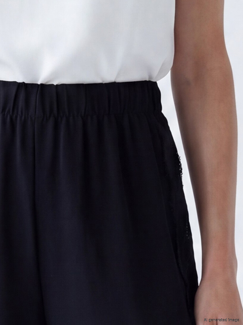 Ženske pantalone sa čipkastim detaljima i elastičnim strukom-2