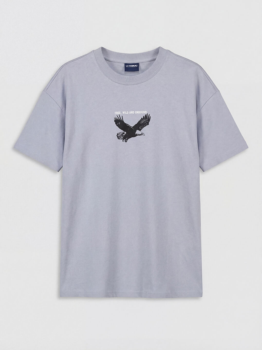 Lila Kısa Kollu Bisiklet Yaka Baskılı Erkek Çocuk Tişört