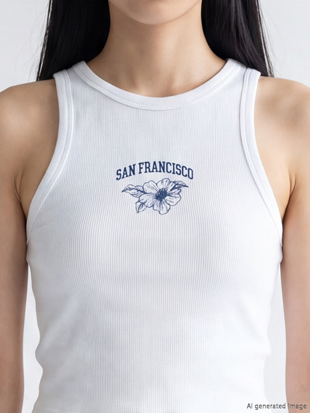 Beyaz San Francisco Baskılı Kadın Crop-2