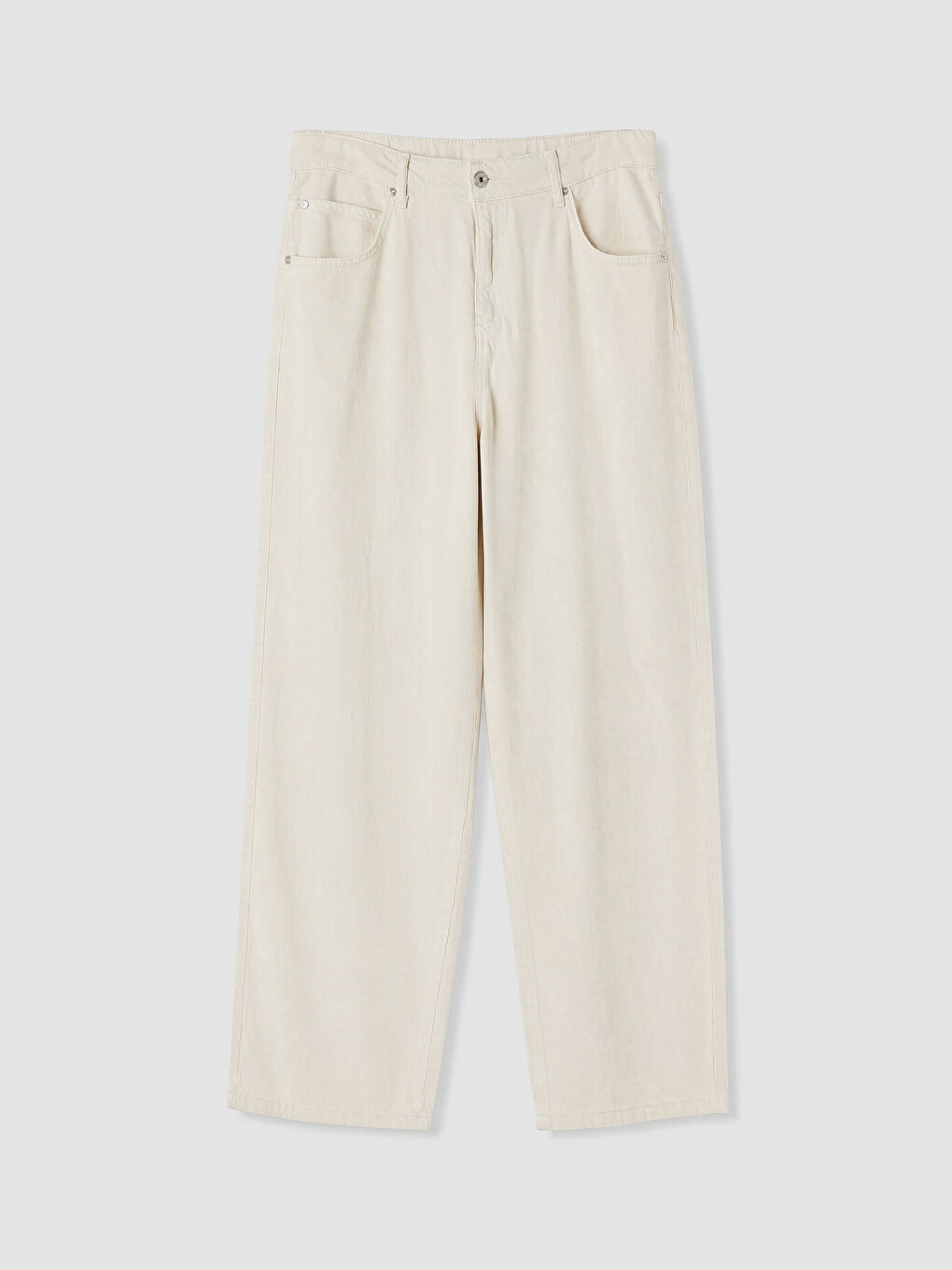 Ekru Relax Fit Gabardin Erkek Pantolon