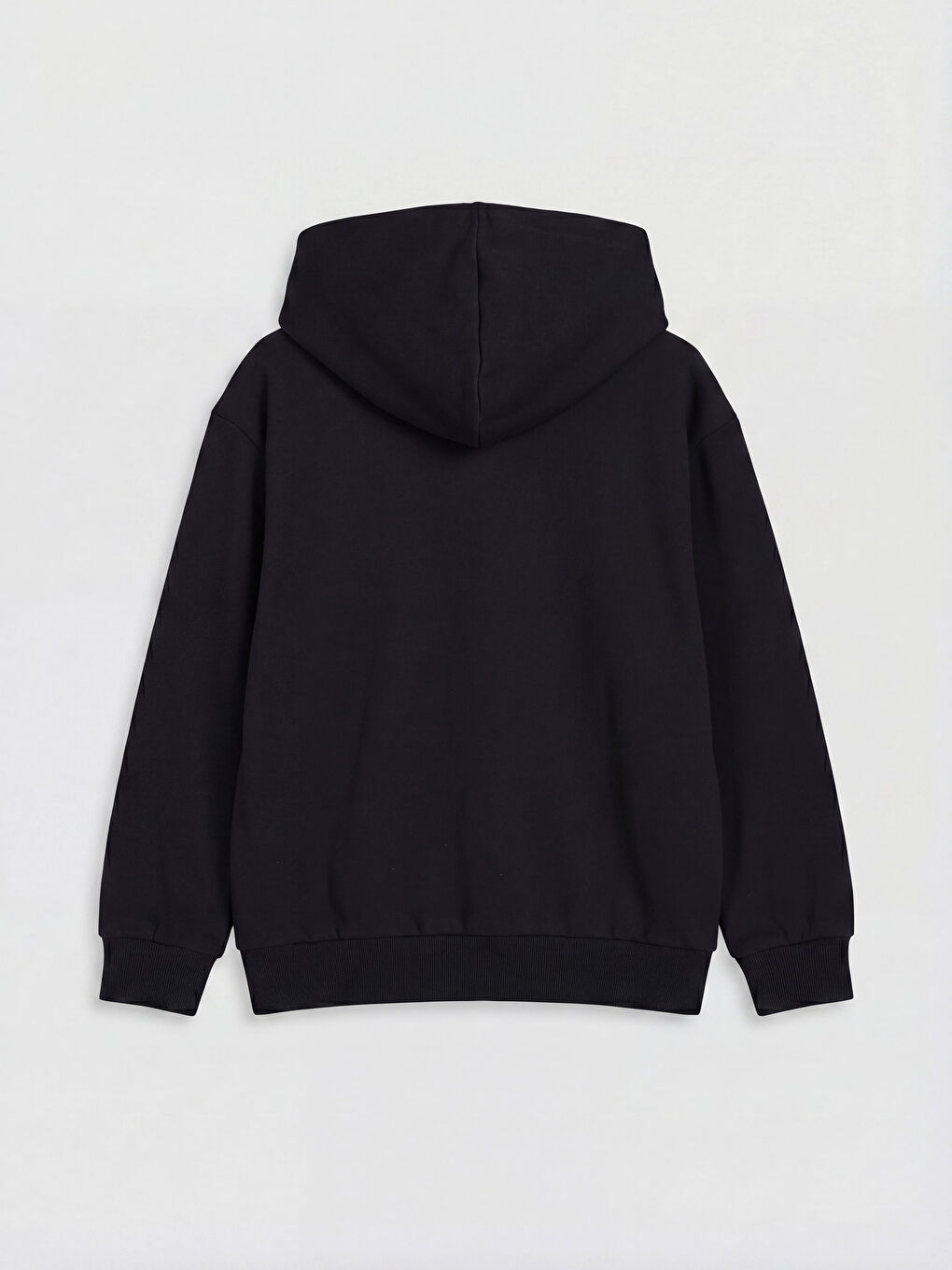 Siyah Kapüşonlu Kız Çocuk Fermuarlı Sweatshirt-1