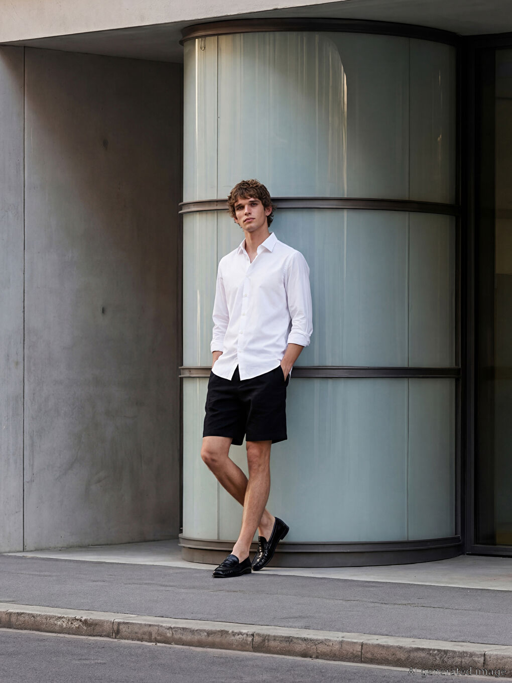 Siyah Regular Fit Erkek Şort-1