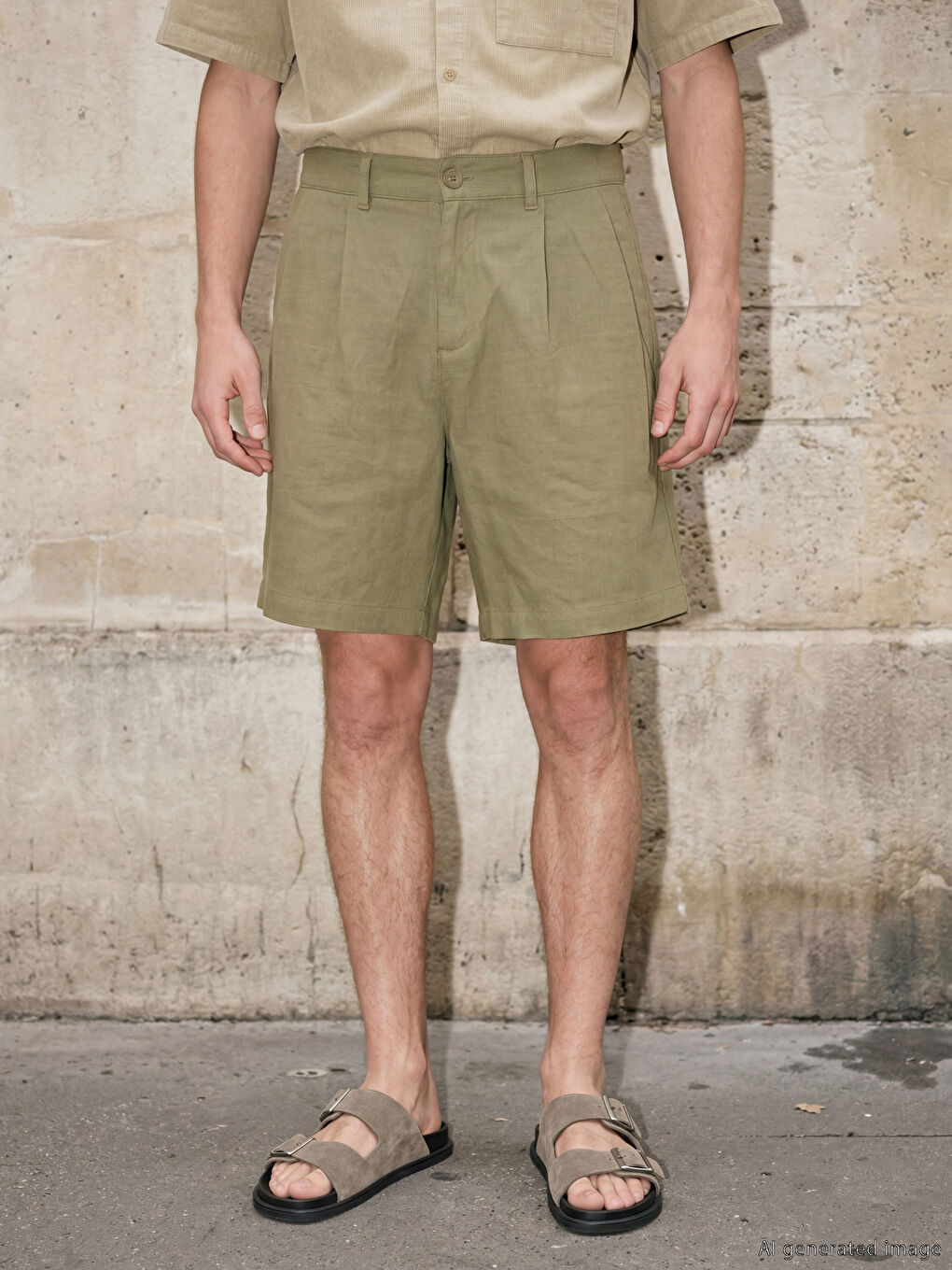 Haki Regular Fit Erkek Şort-1