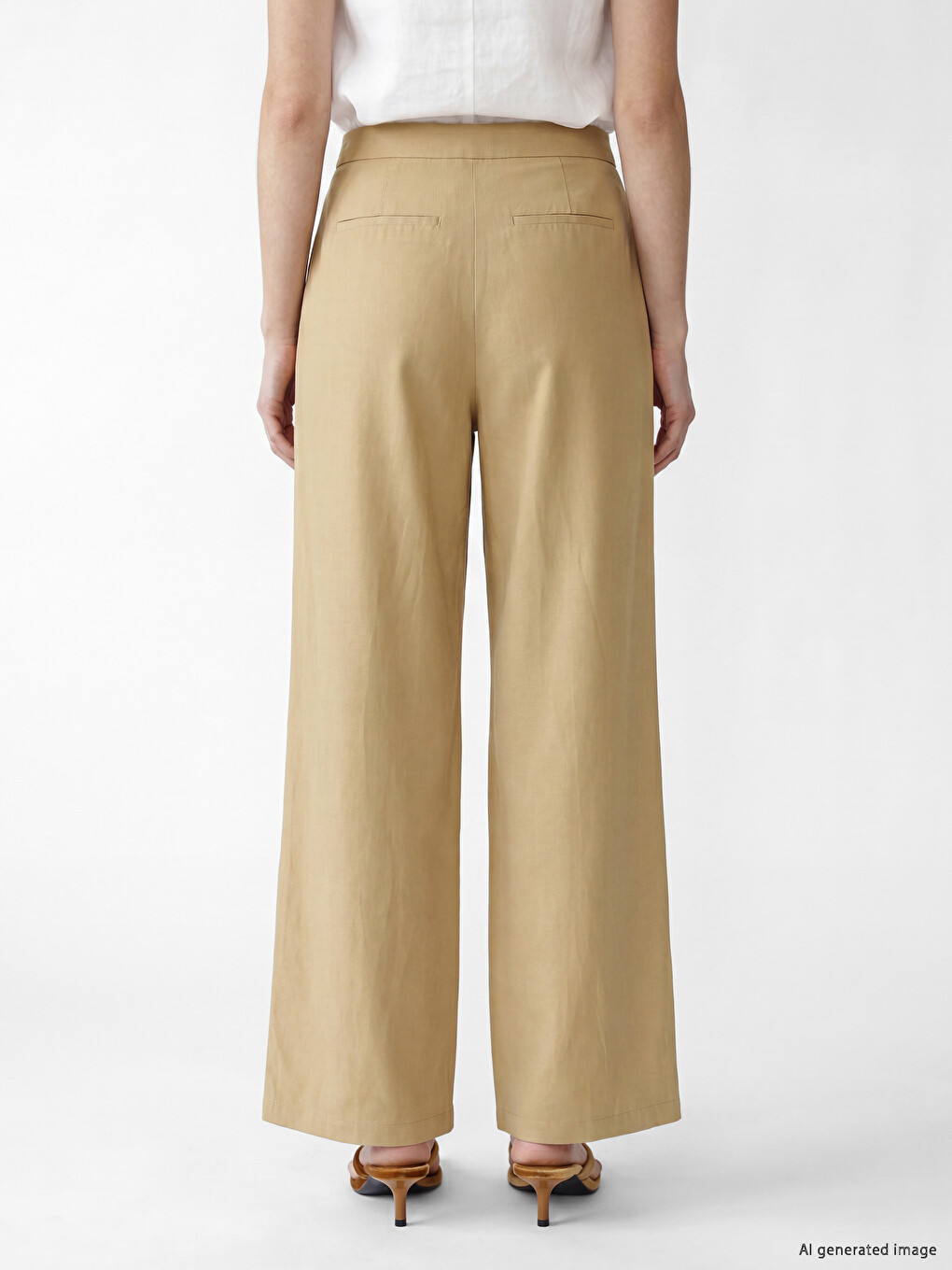 Wrap Closure Linen Blend Women's Trousers-3