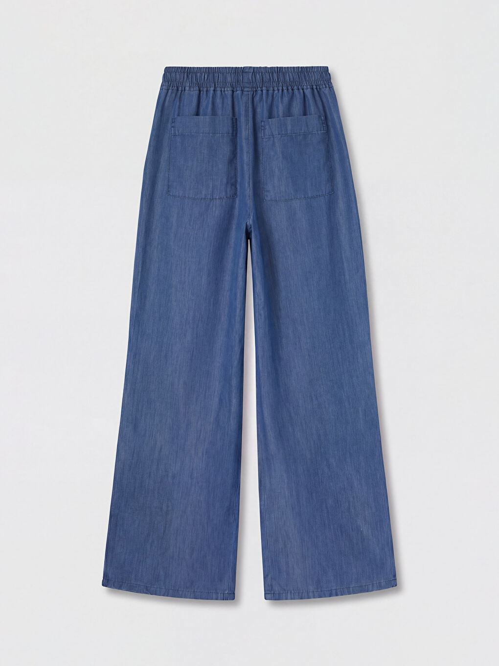 İndigo Beli Lastikli Wideleg Kadın Jean Pantolon-1