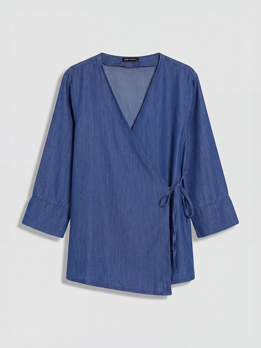 İndigo Kruvaze Yaka Kadın Jean Kimono