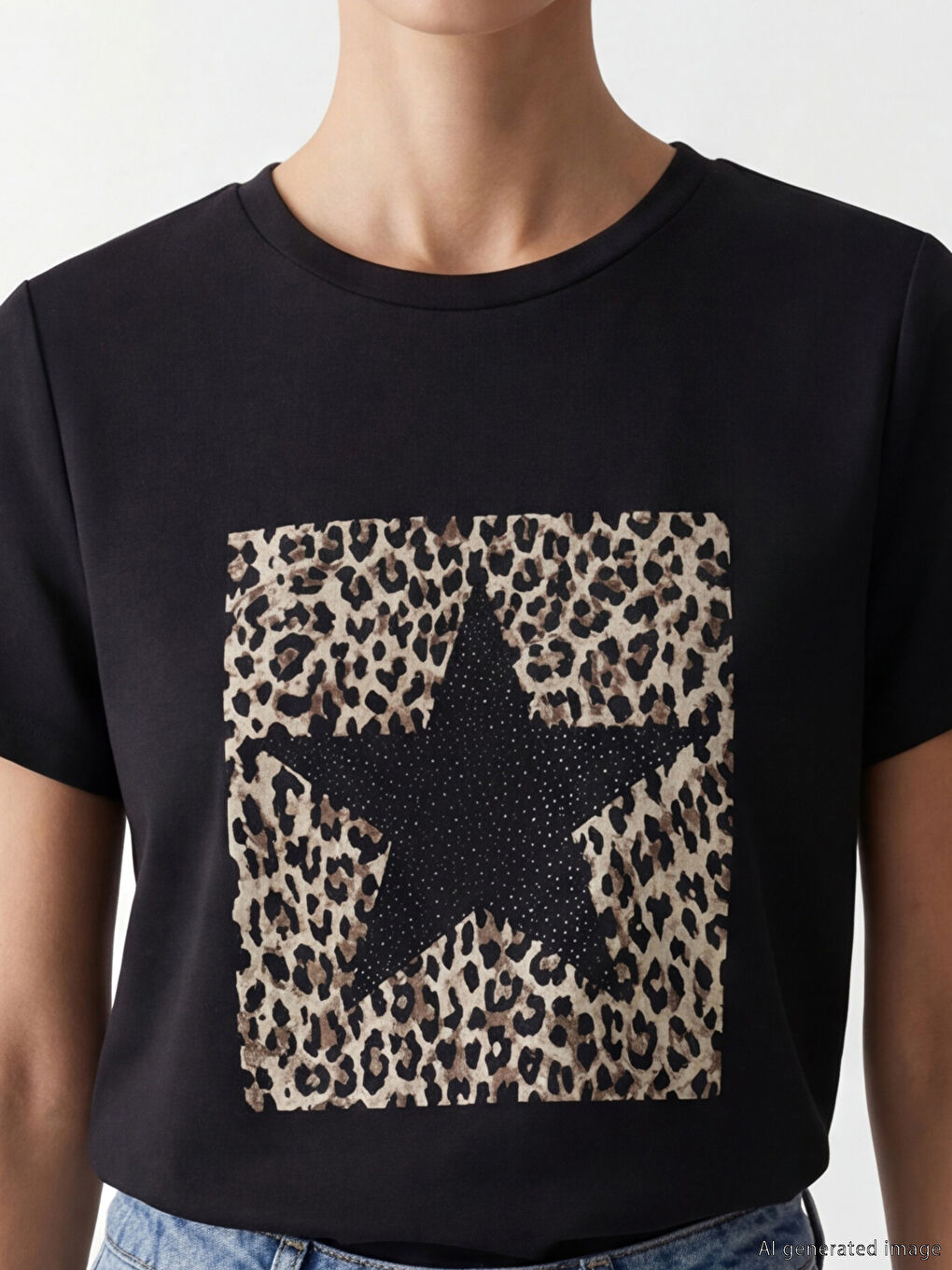 Siyah Bisiklet Yaka Desenli Bluz-2