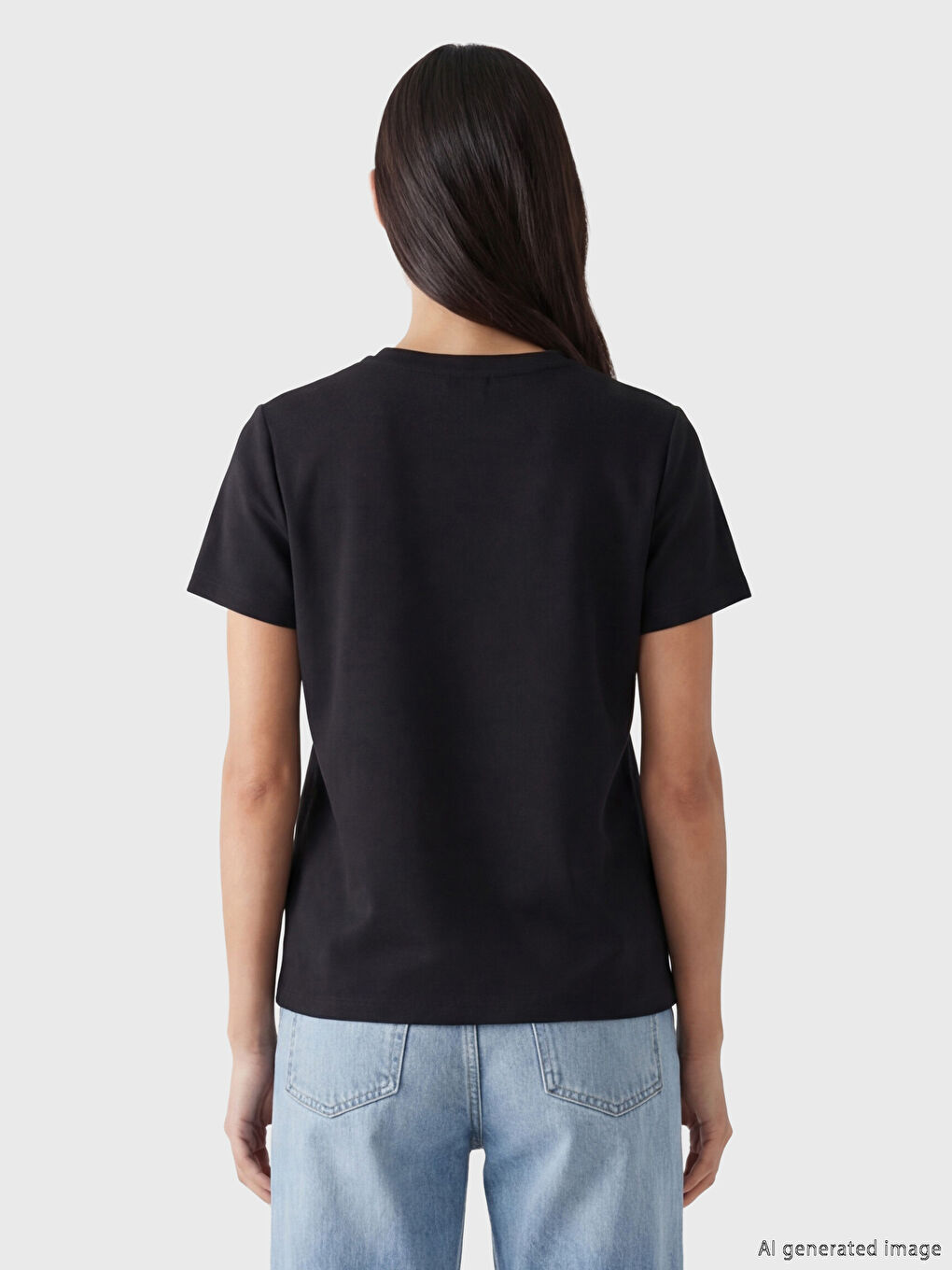 Siyah Bisiklet Yaka Desenli Bluz-3