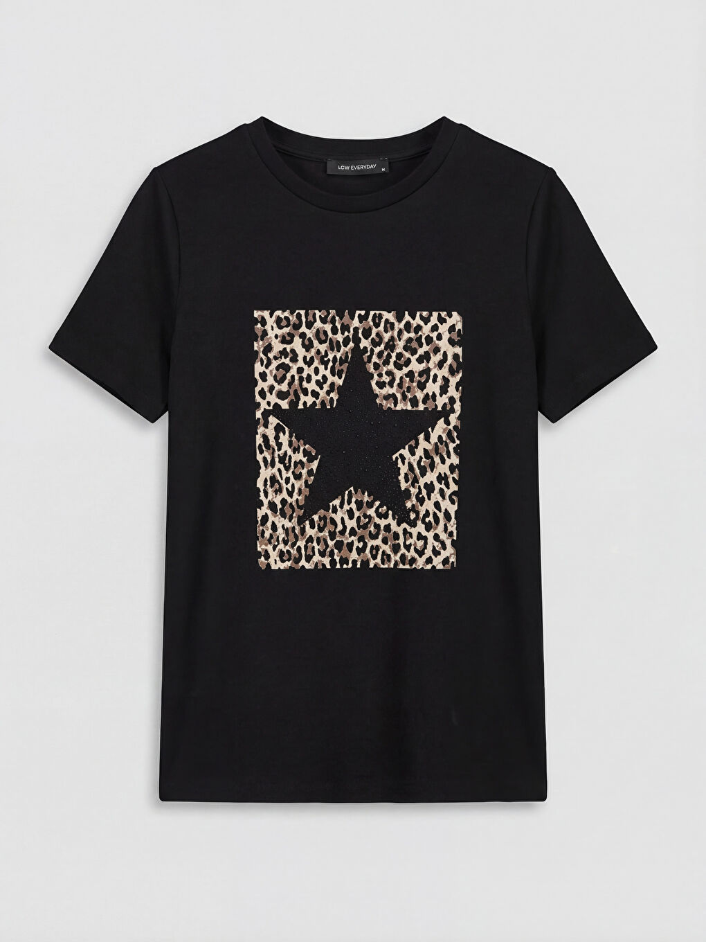 Siyah Bisiklet Yaka Desenli Bluz-4