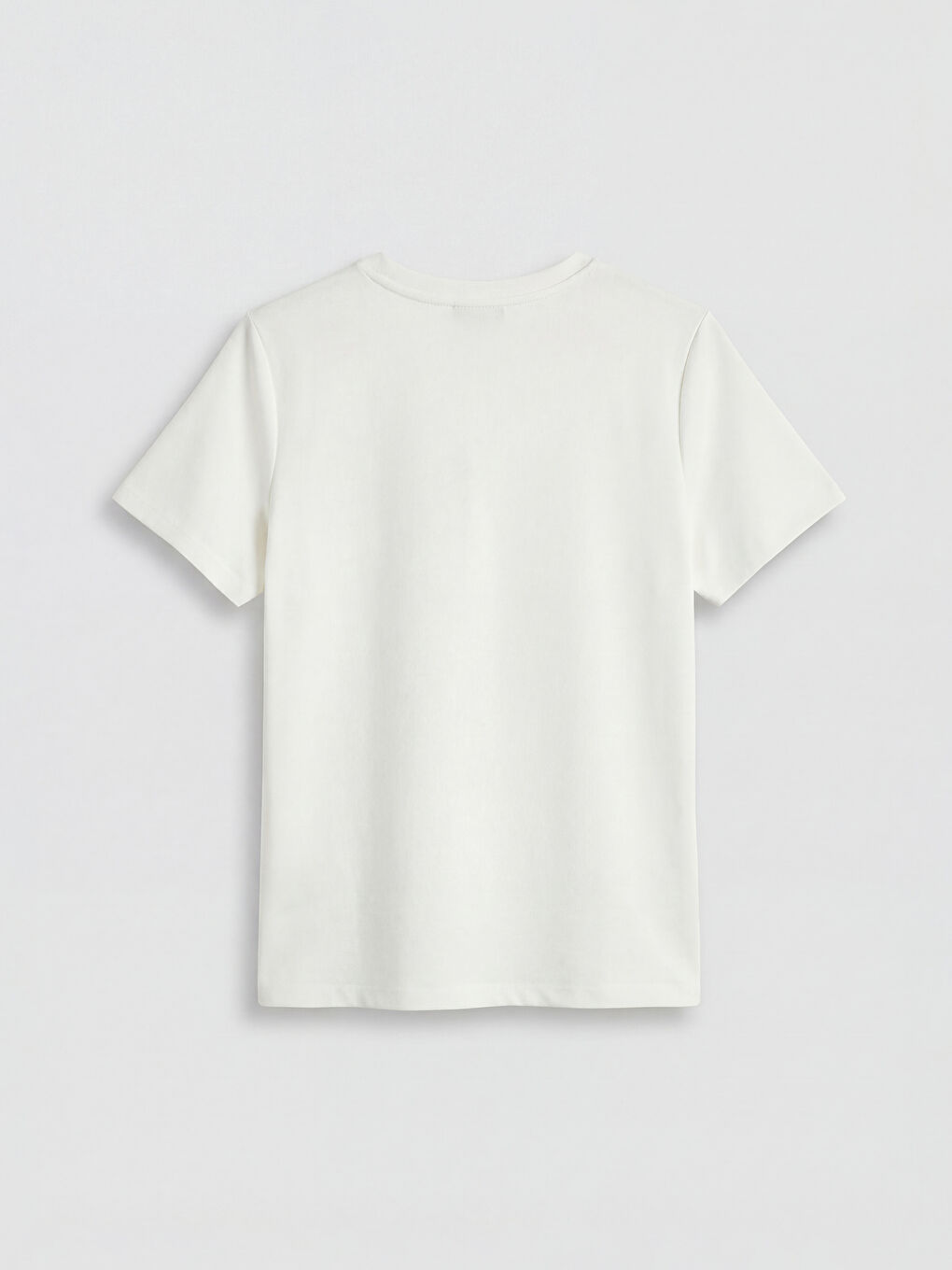 Ekru Bisiklet Yaka Baskılı Kadın Tişört-1