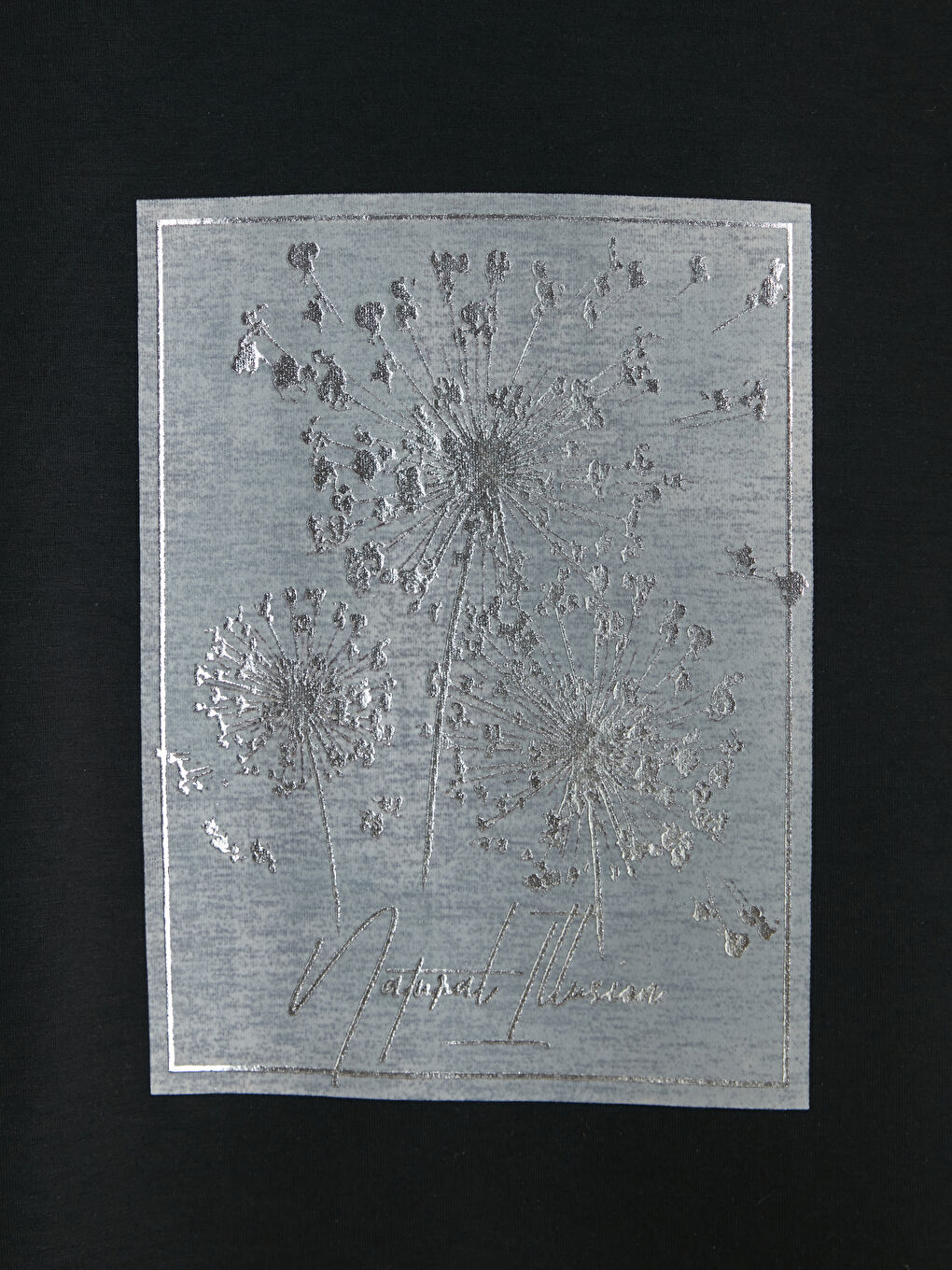 Siyah Bisiklet Yaka Baskılı Kadın Tişört-6