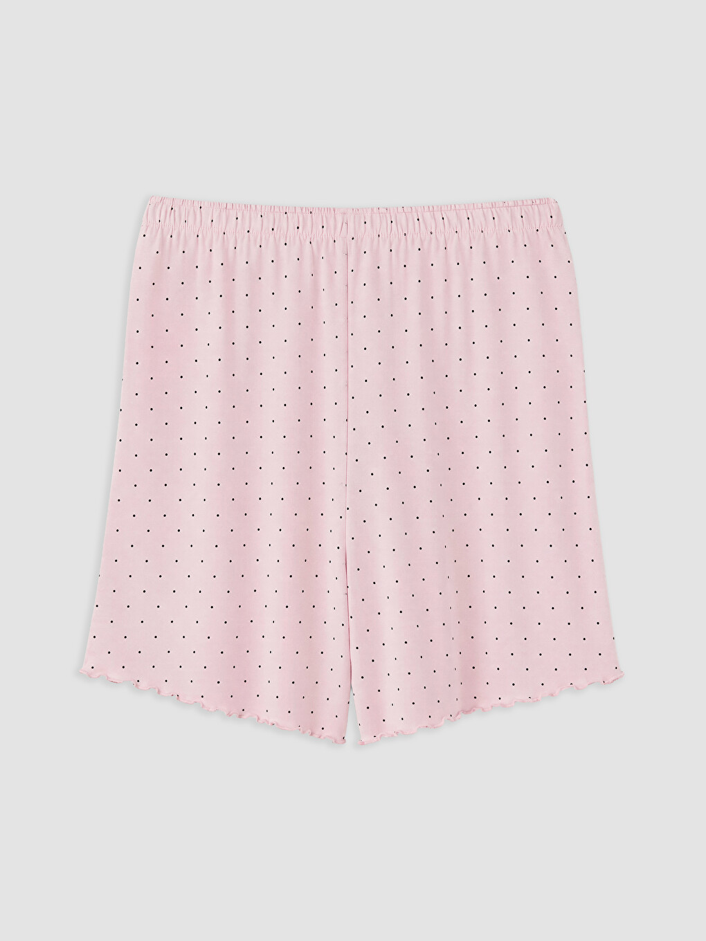 Pembe V Yaka Puantiyeli Kadın Şortlu Pijama Takımı-3