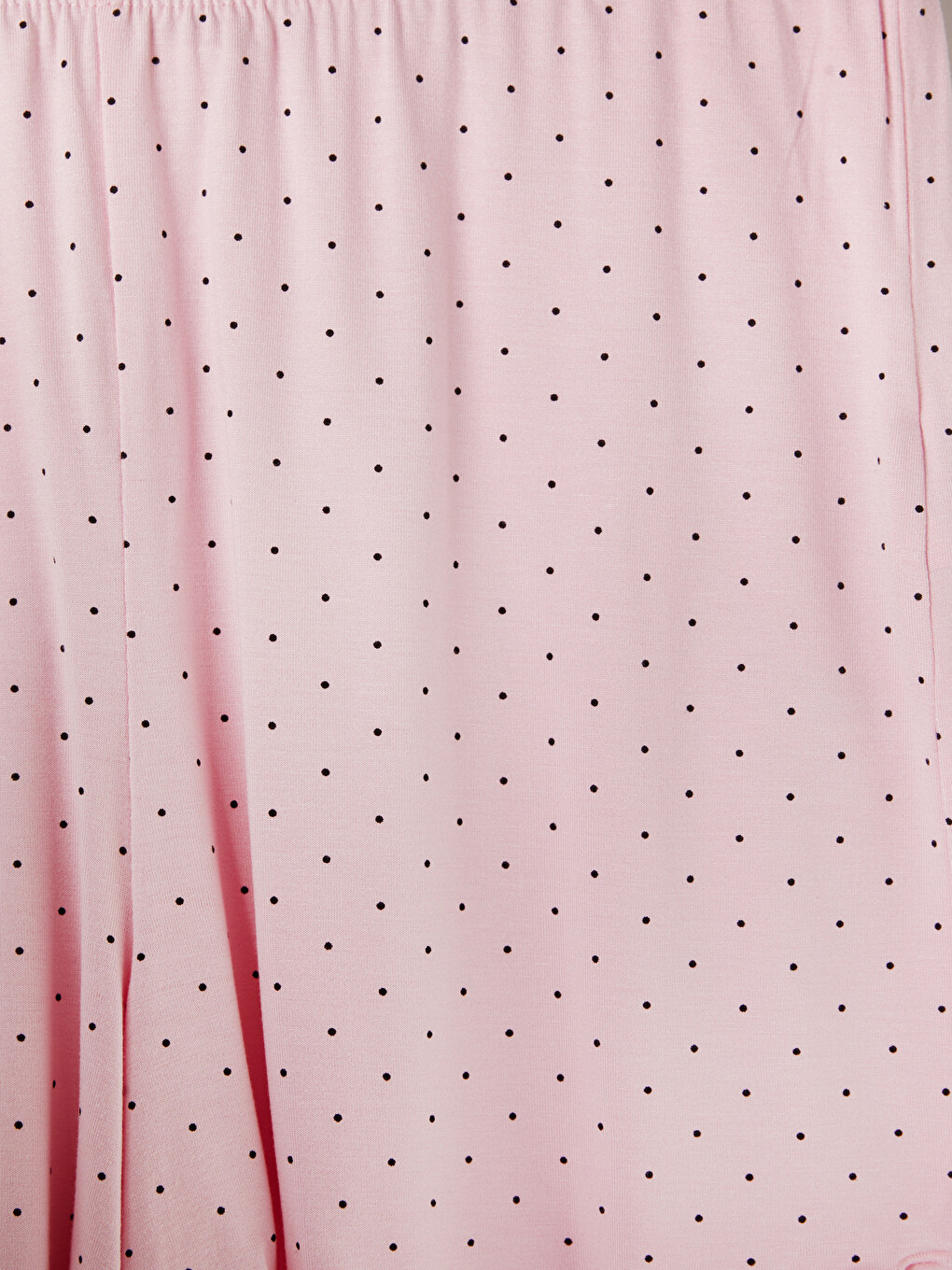 Pembe V Yaka Puantiyeli Kadın Şortlu Pijama Takımı-6