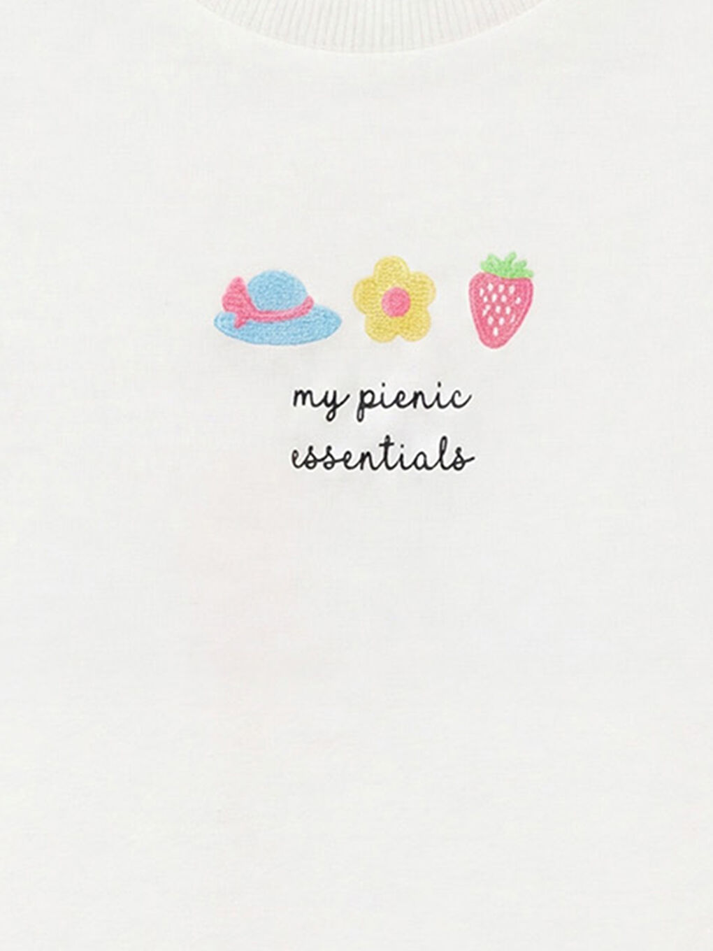 Beyaz Bisiklet Yaka Nakışlı Fiyonk Detaylı Kız Çocuk Tişört-2