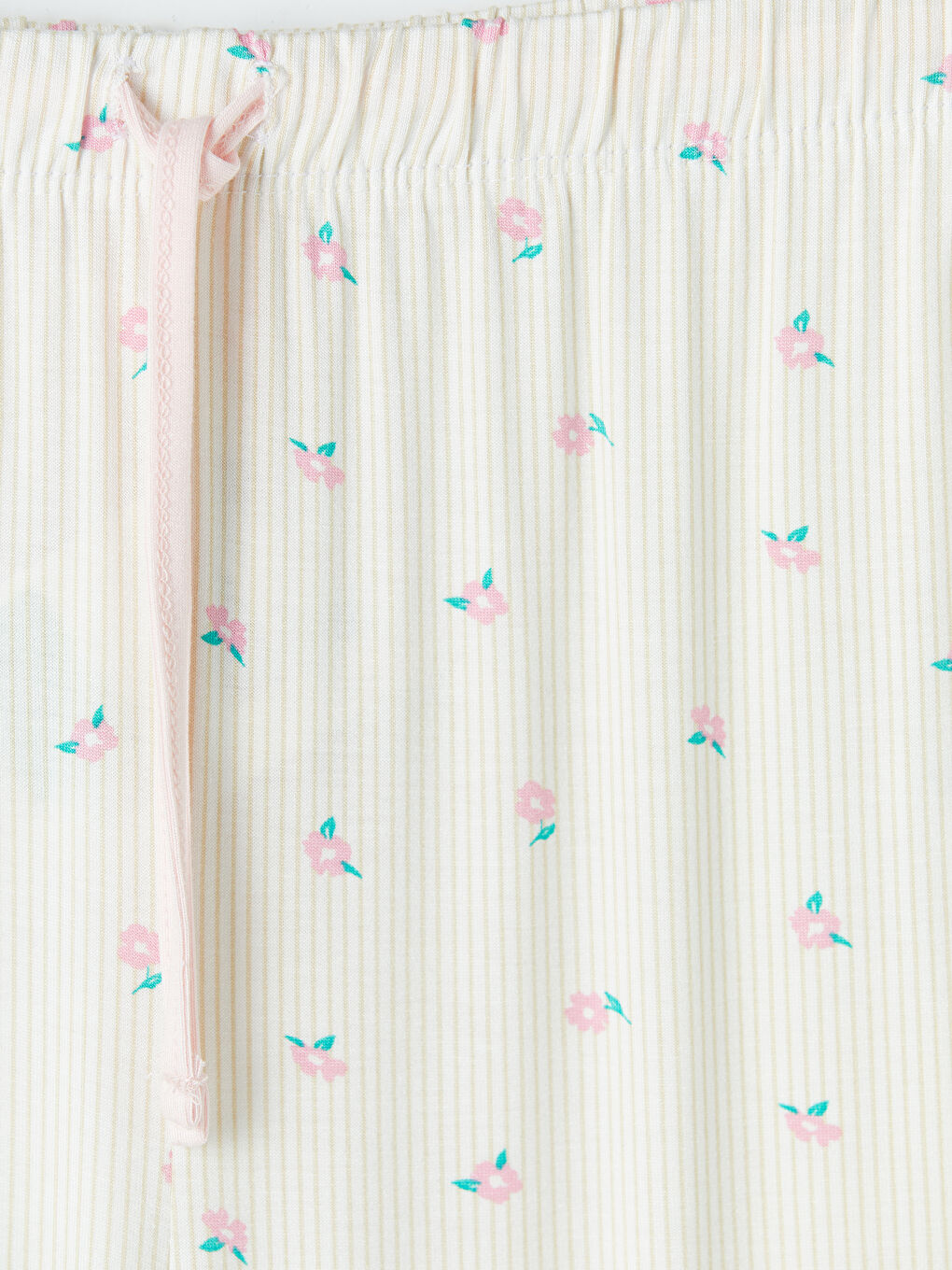 Ekru Desenli Kadın Kapri Pijama Altı-2