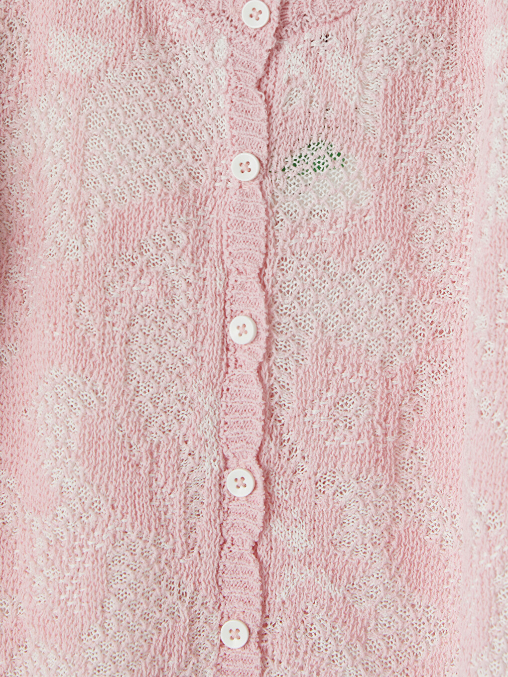 Pembe Desenli Kız Çocuk Triko Hırka-1