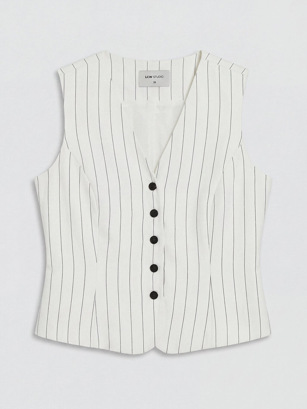 Siyah V Yaka Çizgili Kadın Klasik Yelek