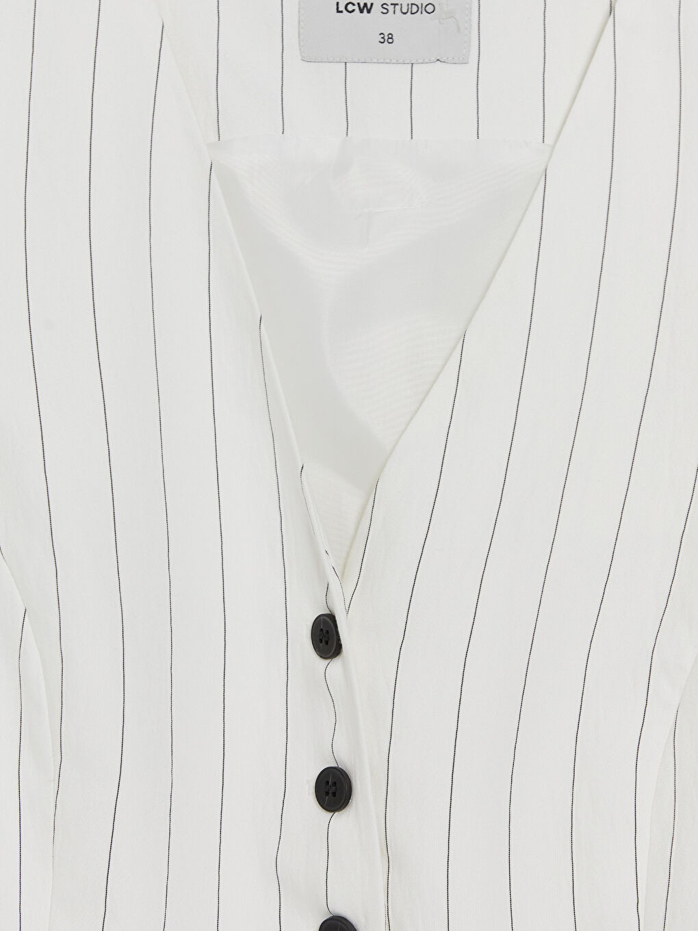 Siyah V Yaka Çizgili Kadın Klasik Yelek-2