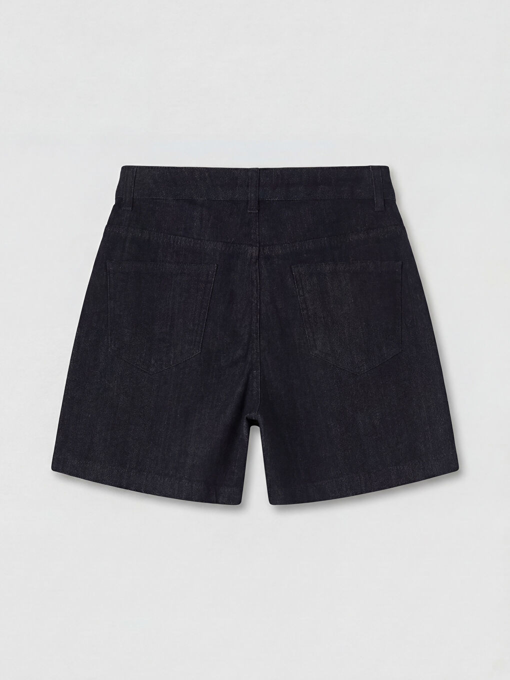 Lacivert Yüksek Bel Kadın Jean Şort-1