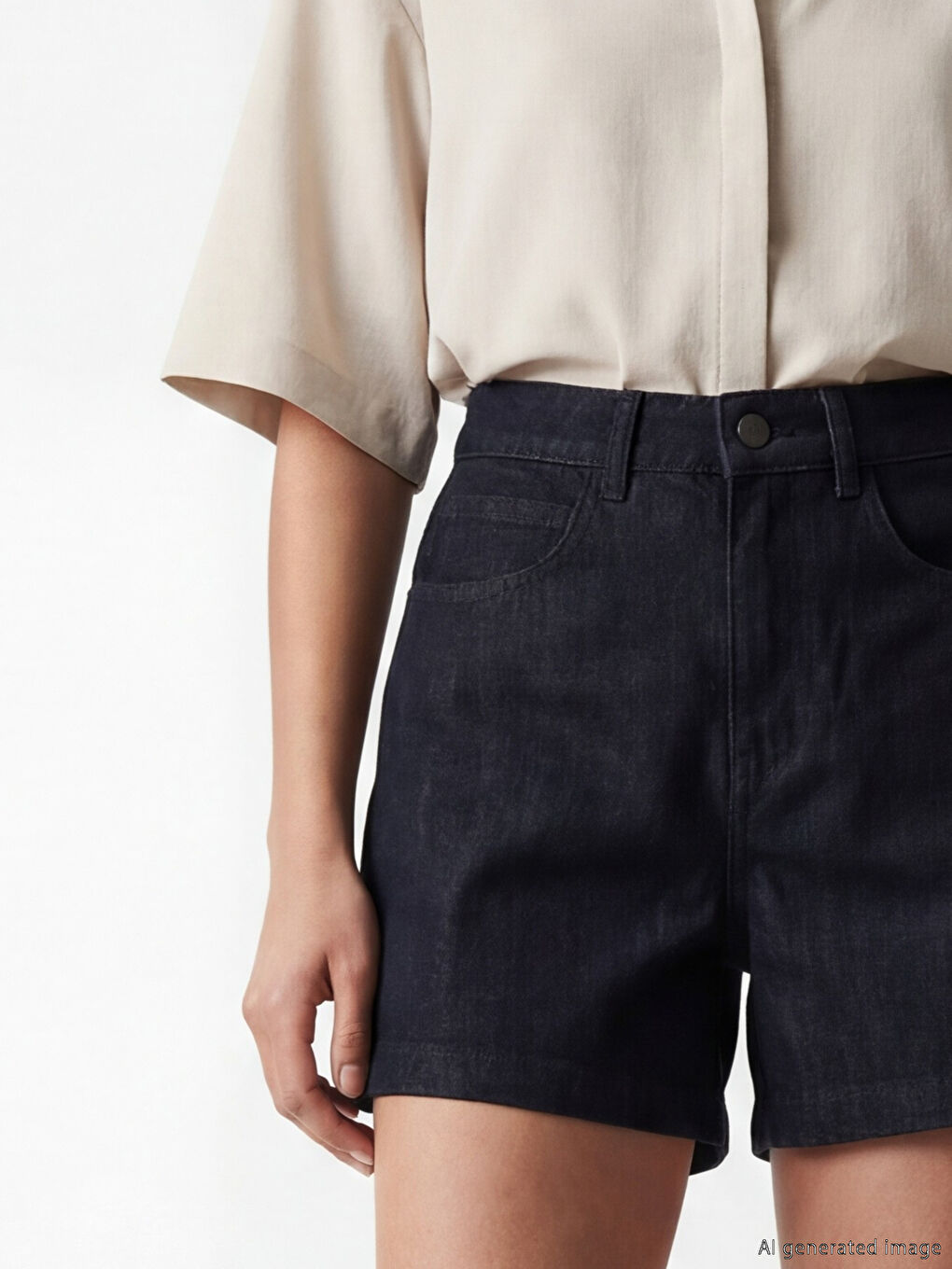 High Waisted Women's Denim Shorts-2