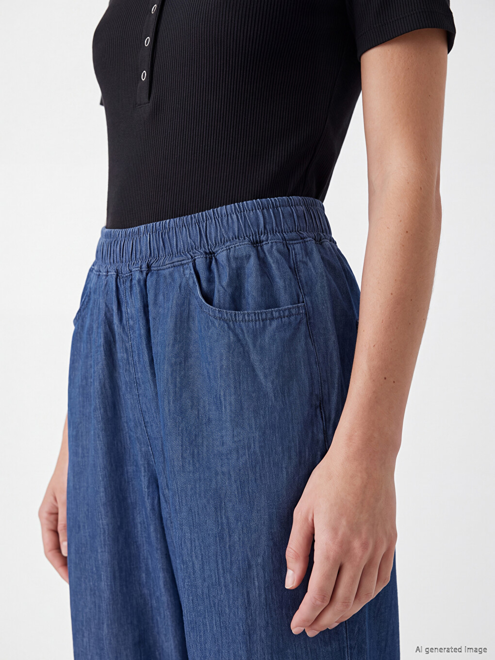 Elastic Waist Women's Jean Capri-2