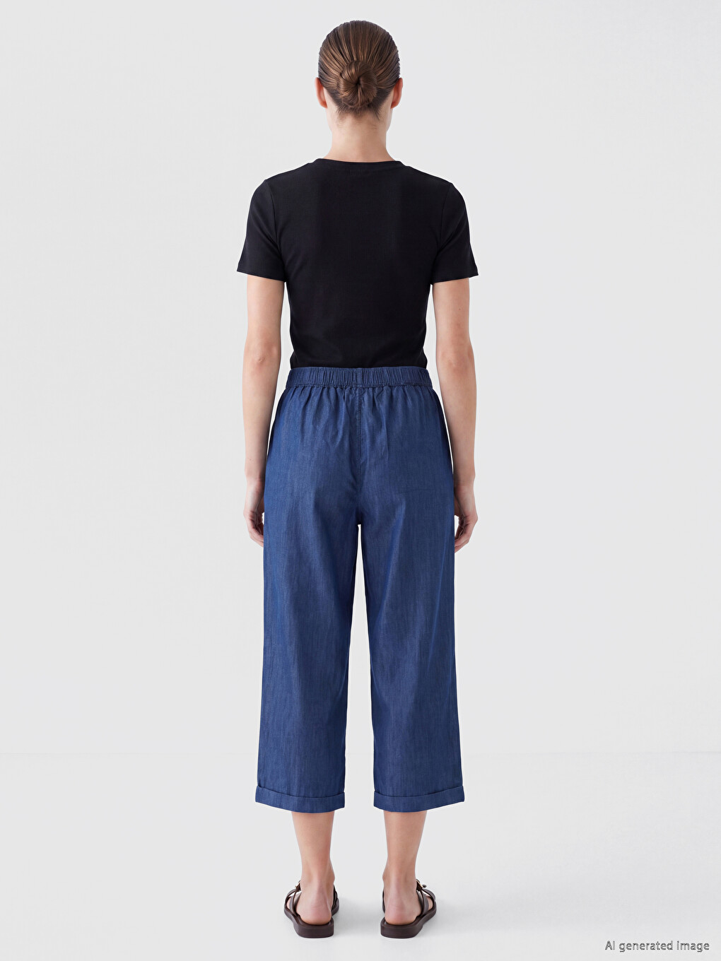 Elastic Waist Women's Jean Capri-3