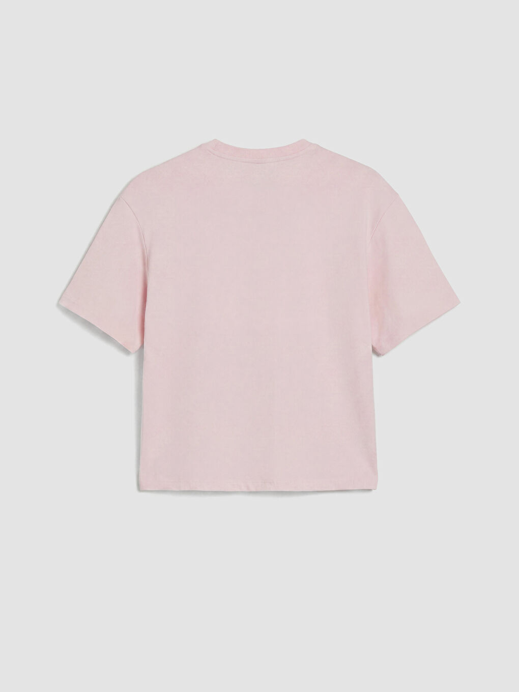 Pembe Bisiklet Yaka Hawaii Baskılı Kadın Tişört-2