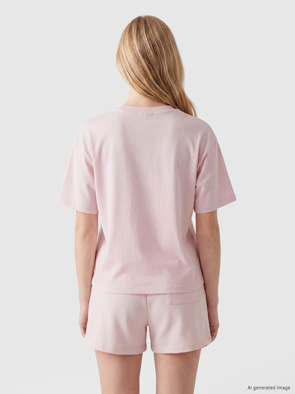 Pembe Hawaii Baskılı Soft Touch Kadın Tişört-3