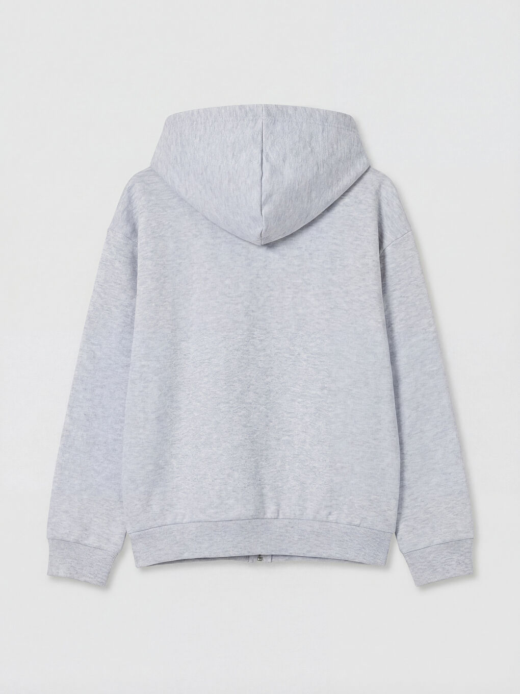 Gri Kapüşonlu Kız Çocuk Fermuarlı Sweatshirt-1