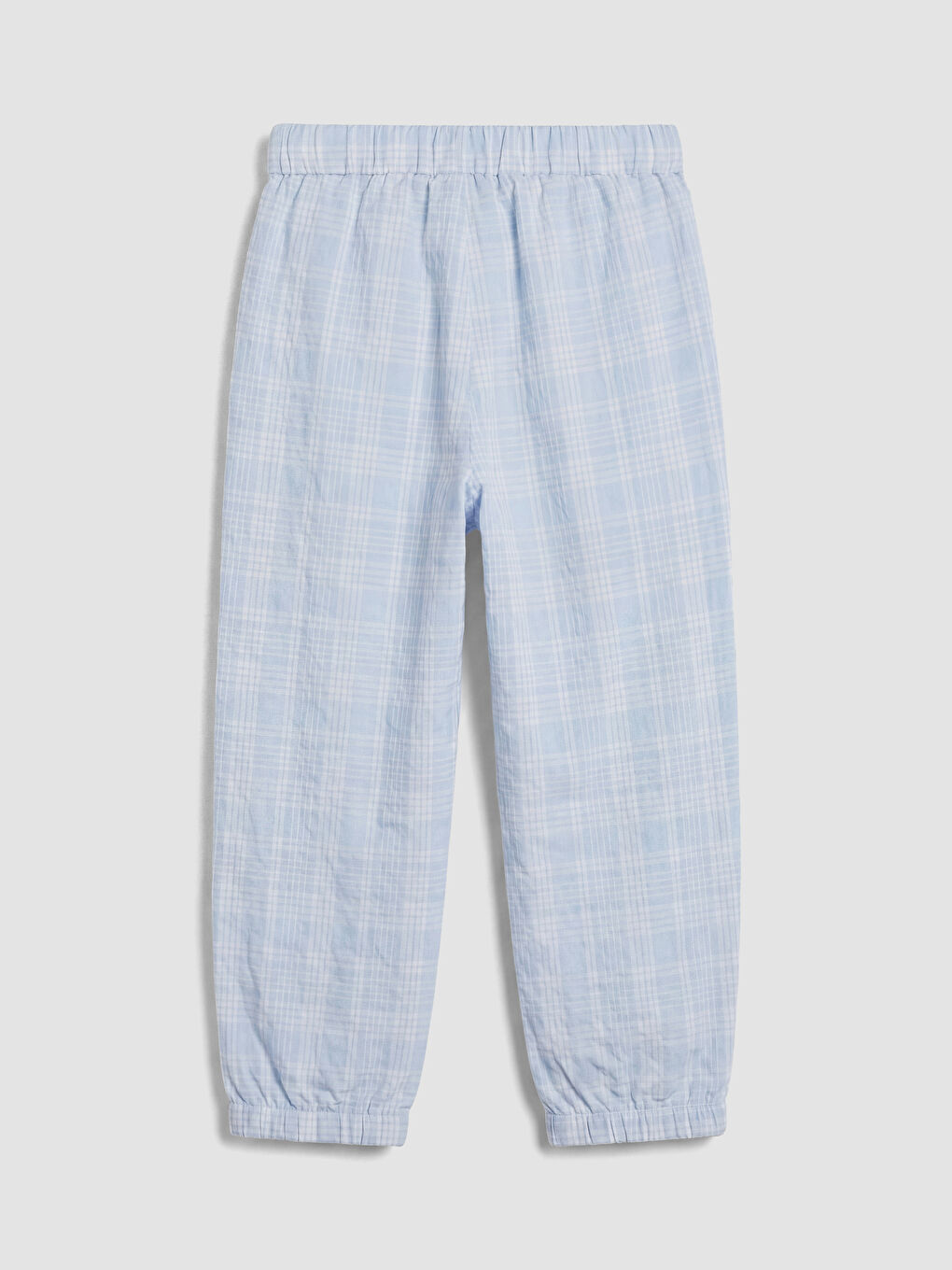 Mavi Loose Fit Beli Lastikli Kız Çocuk Kareli Pantolon-2