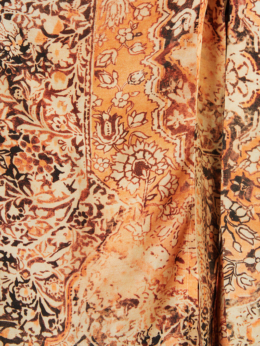 Kahverengi Yandan Bağlamalı Desenli Mini Etek-2