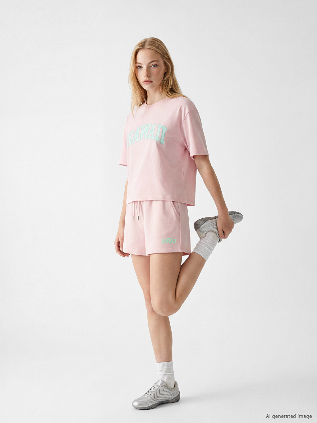 Pembe Beli Lastikli Soft Touch Kadın Şort
