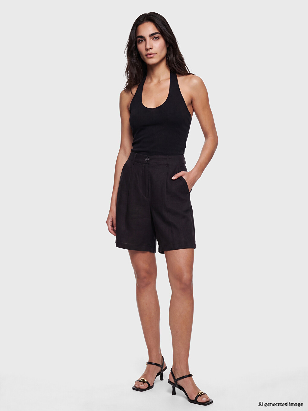 Linen Blended Women's Pleated Shorts
