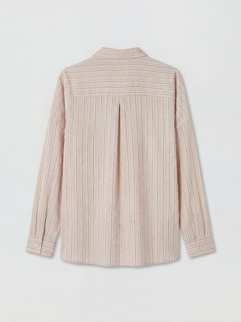 Pembe Çizgili Oversize Kadın Gömlek-1