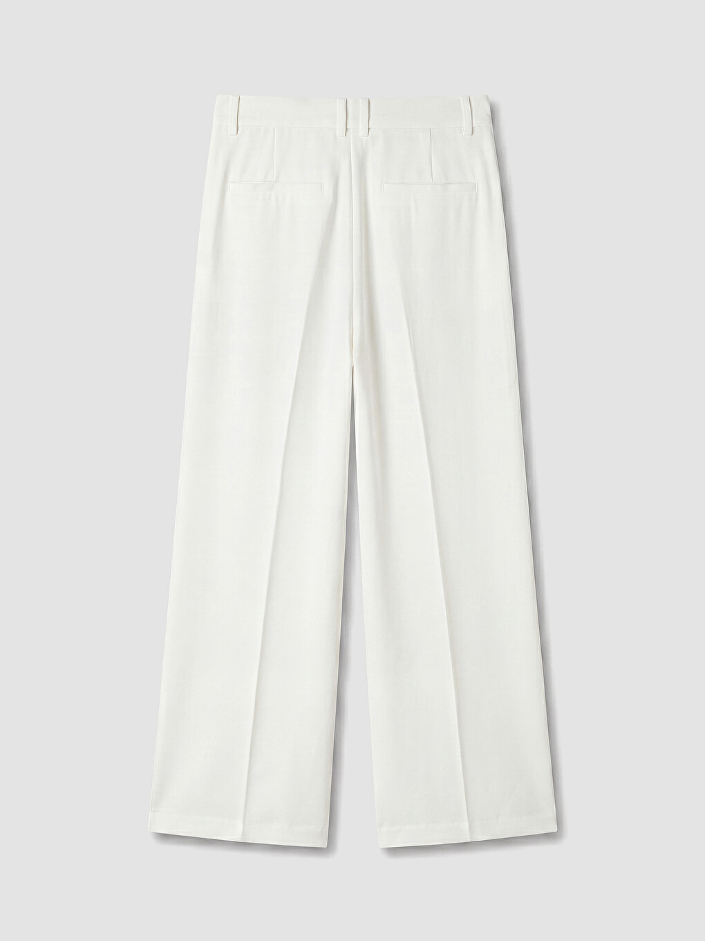 Ekru Loose Fit Keten Görünümlü Kadın Pileli Pantolon-2