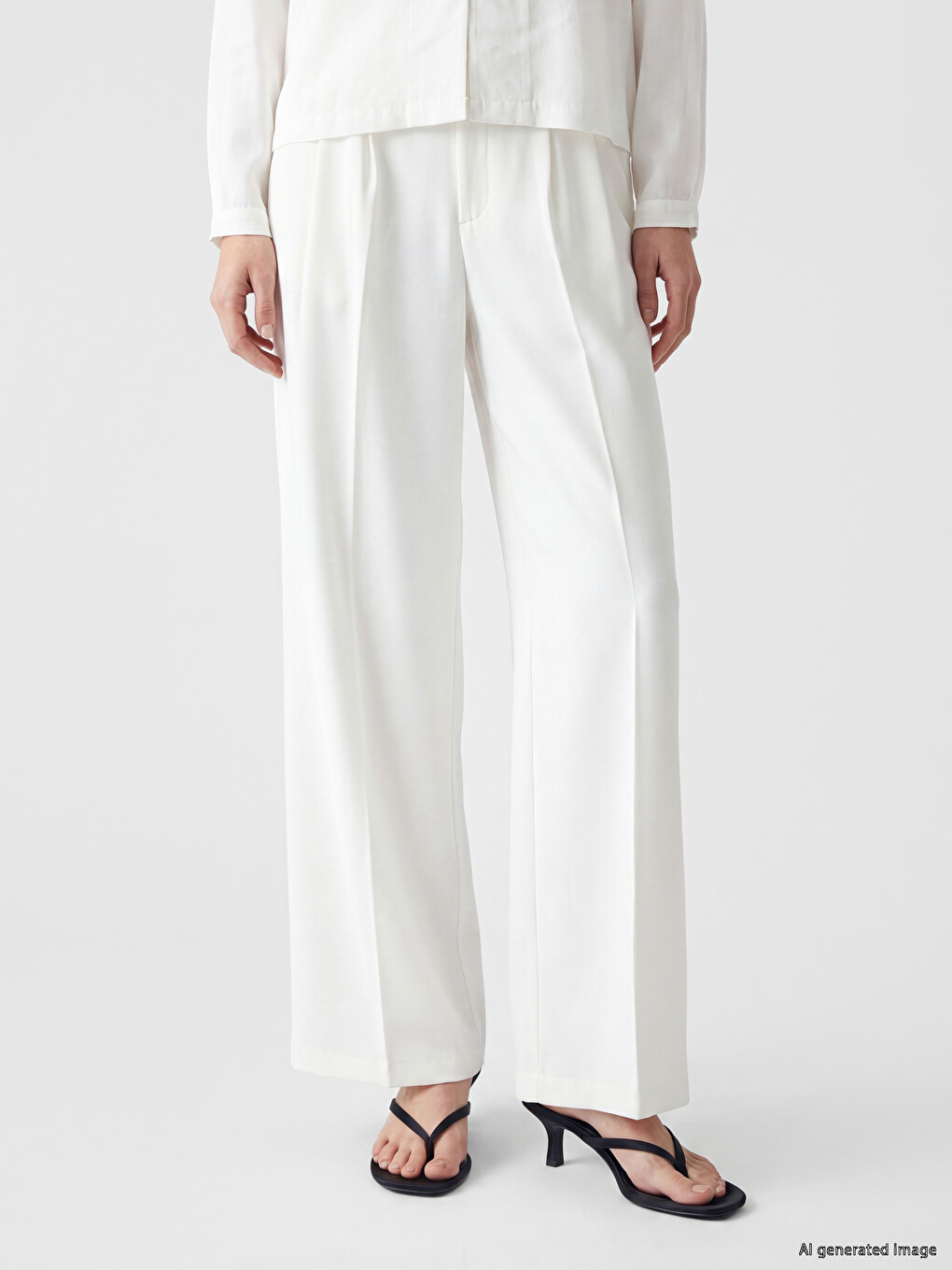 Loose Fit Ženske plisirane pantalone izgleda lana-1