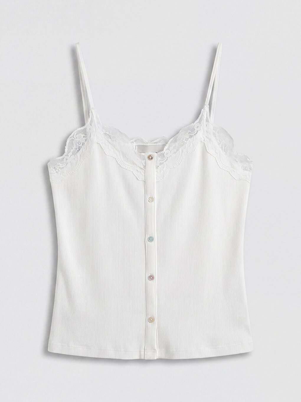 Beyaz İp Askılı Dantel Detaylı Kadın Atlet