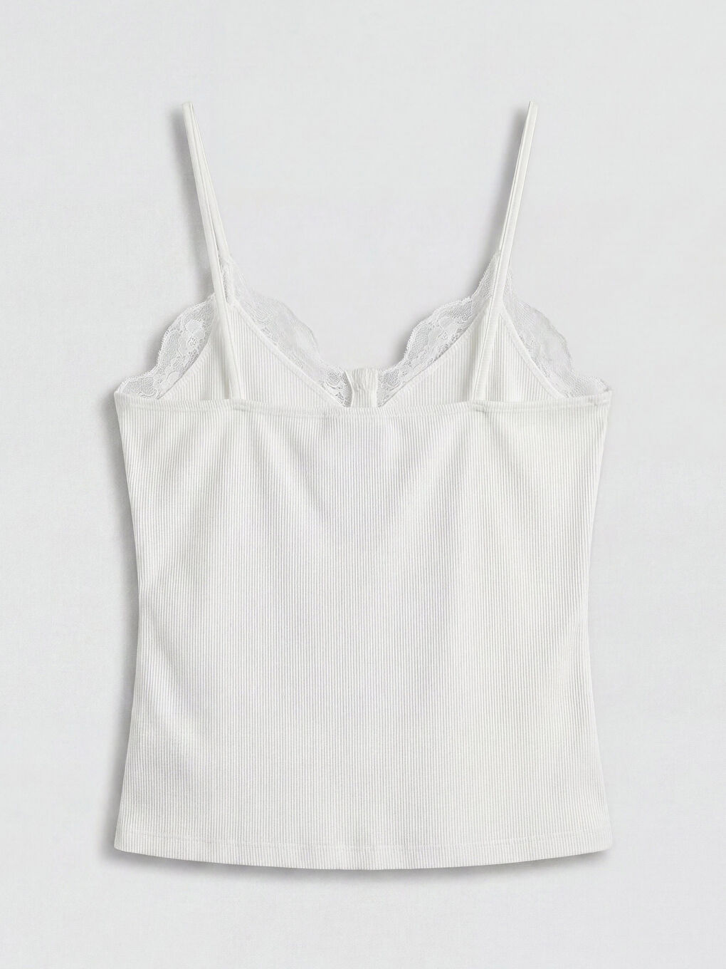 Beyaz İp Askılı Dantel Detaylı Kadın Atlet-1