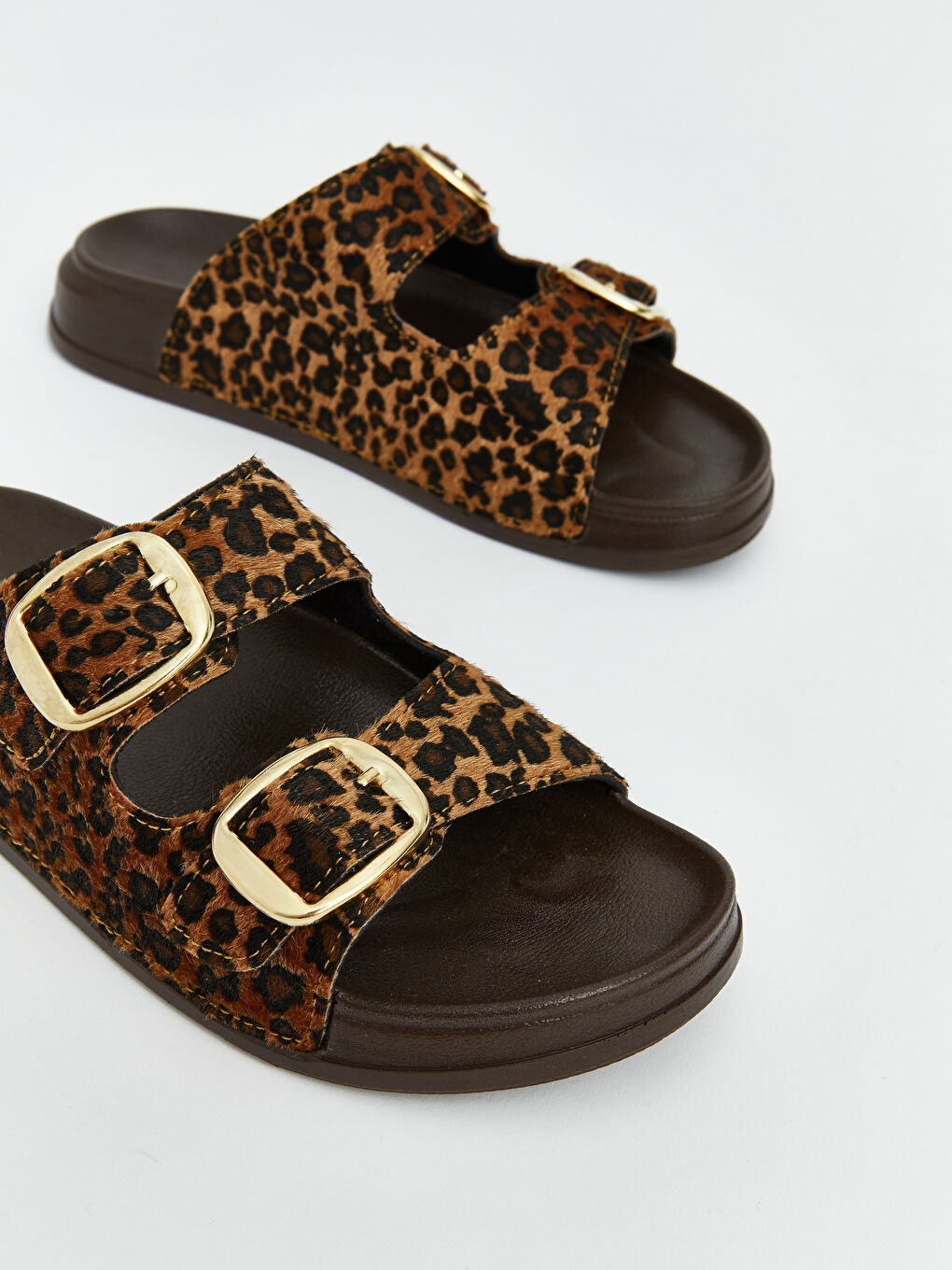 Karışık Leopar Desenli Kadın Terlik-1