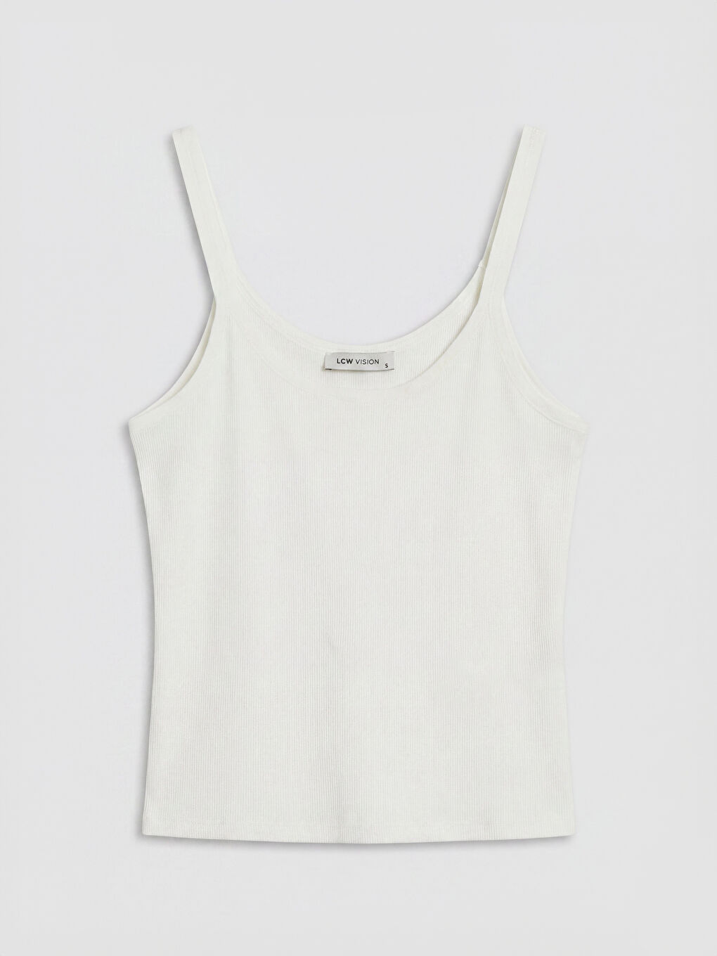 Beyaz V Yaka Fitilli İp Askılı Kadın Atlet