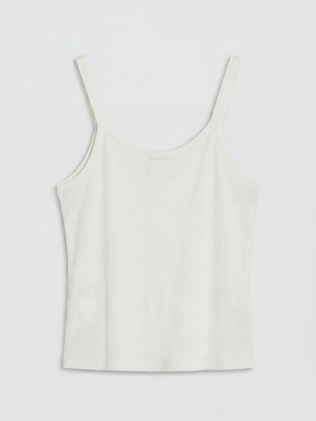 Beyaz V Yaka Fitilli İp Askılı Kadın Atlet-1