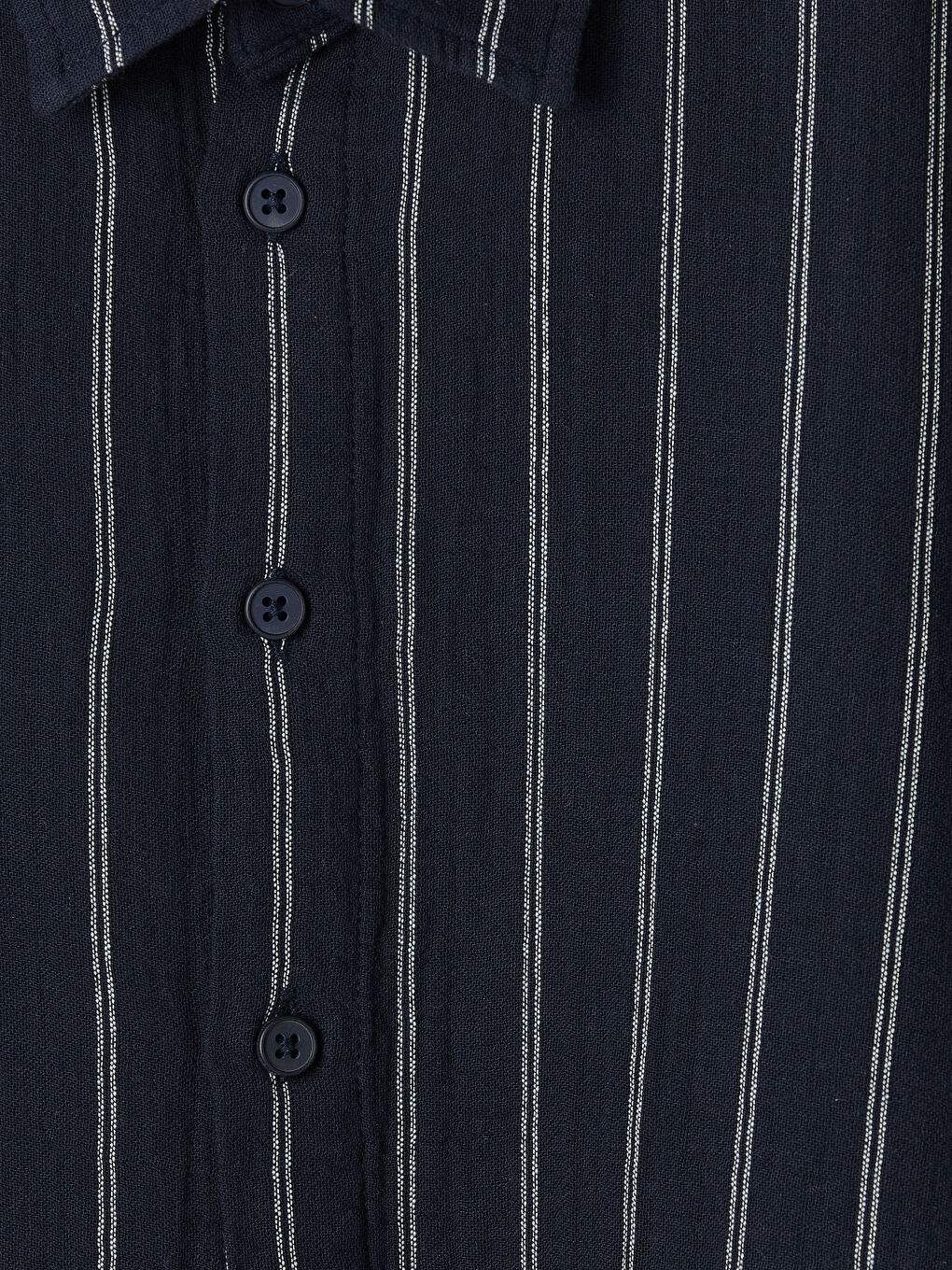 Lacivert Çizgili Kısa Kollu Erkek Çocuk Gömlek-2