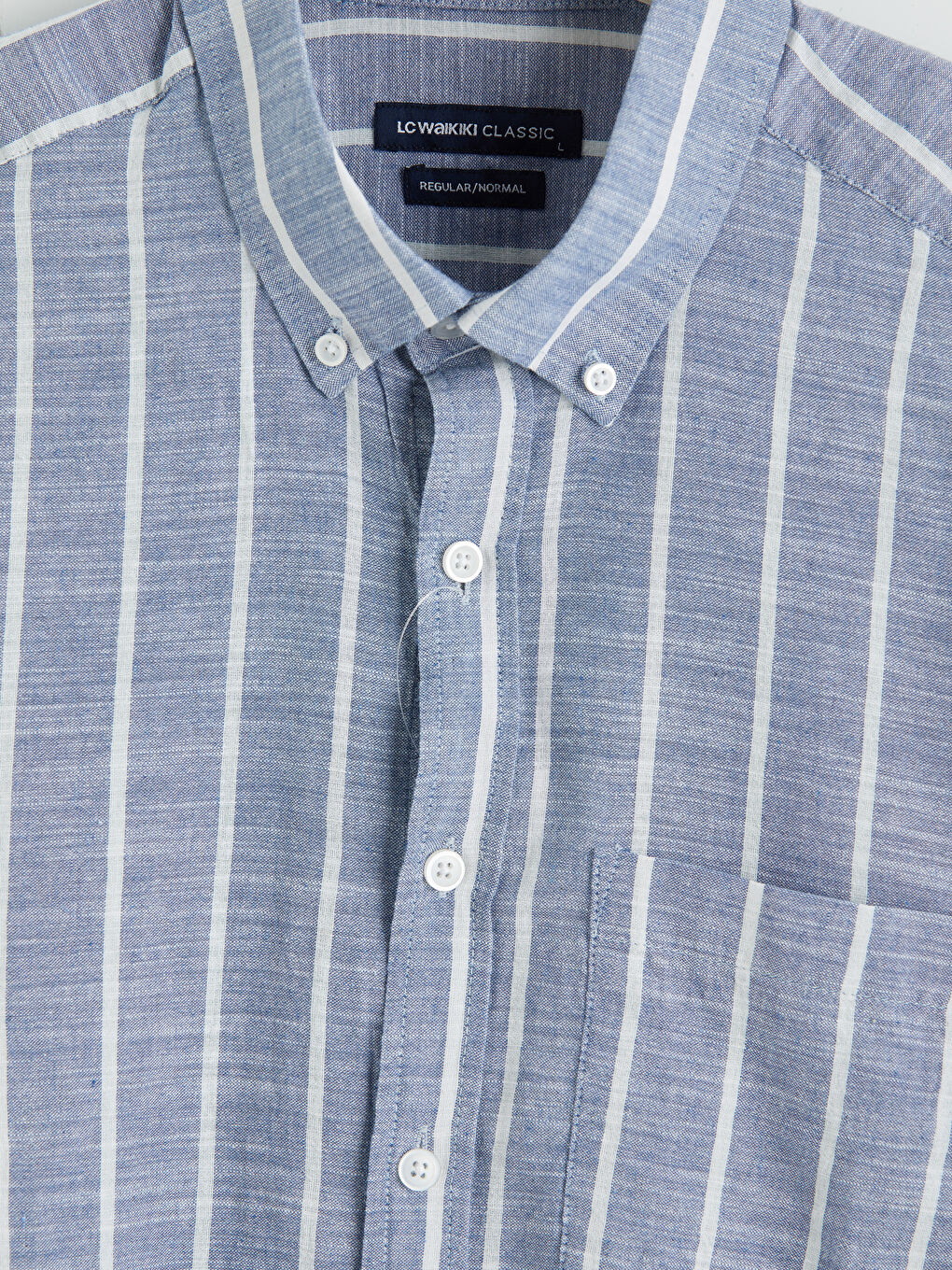 Mavi Regular Fit Çizgili Erkek Dokulu Gömlek-1