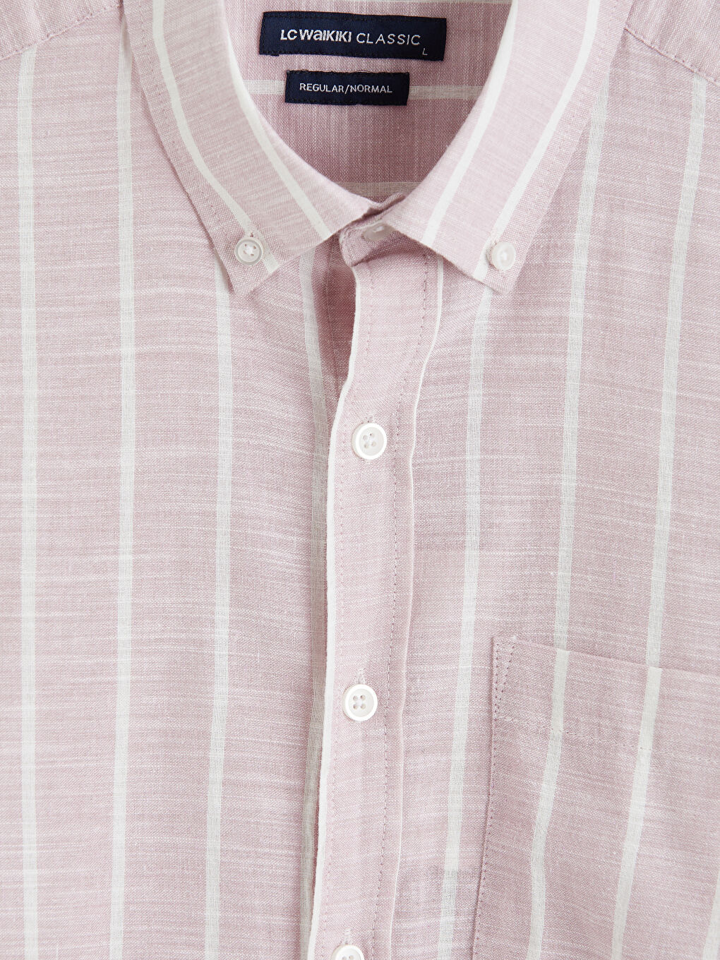 Pembe Regular Fit Çizgili Erkek Dokulu Gömlek-1