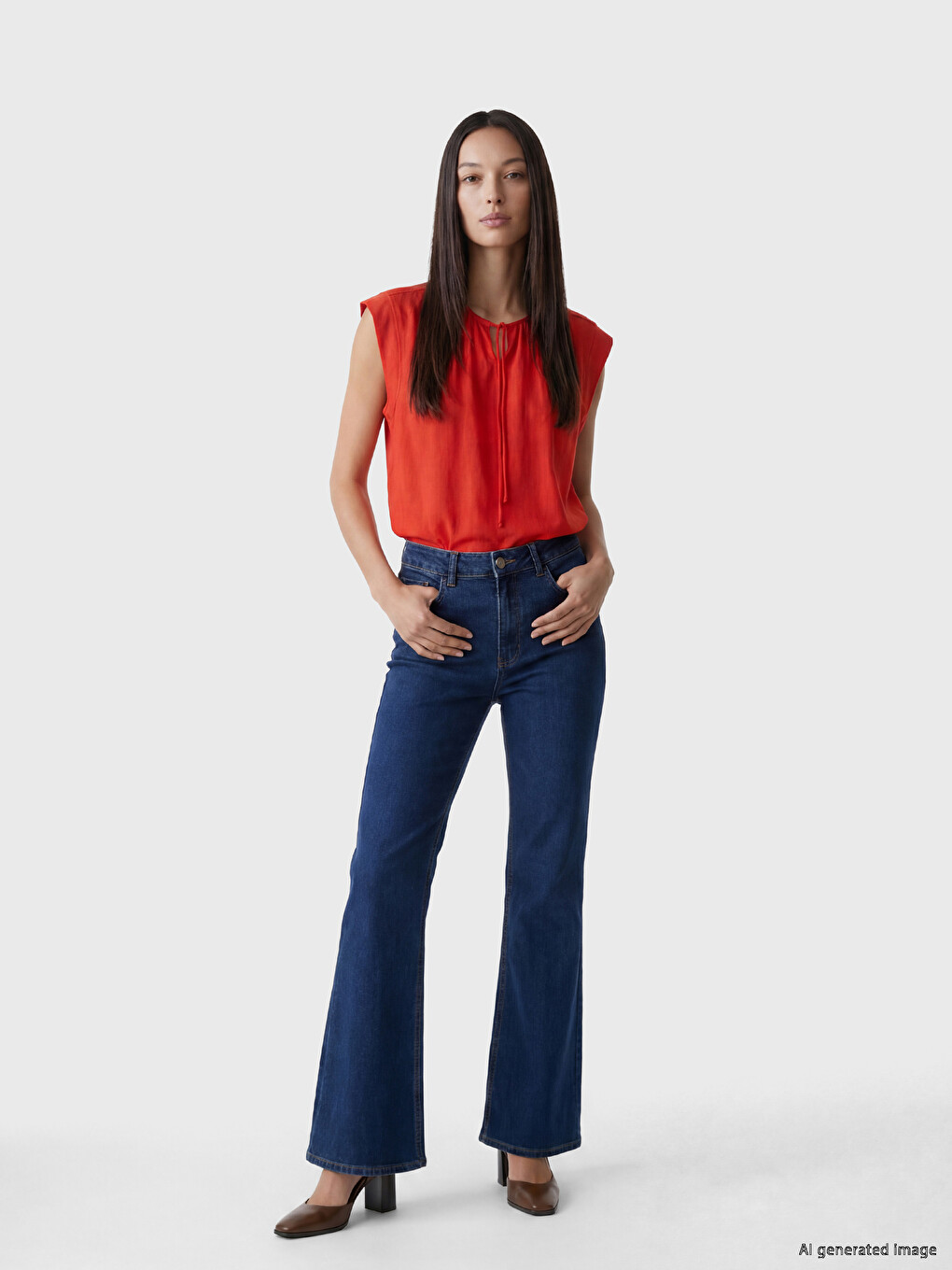 Tie Neck Gathered Blouse-1