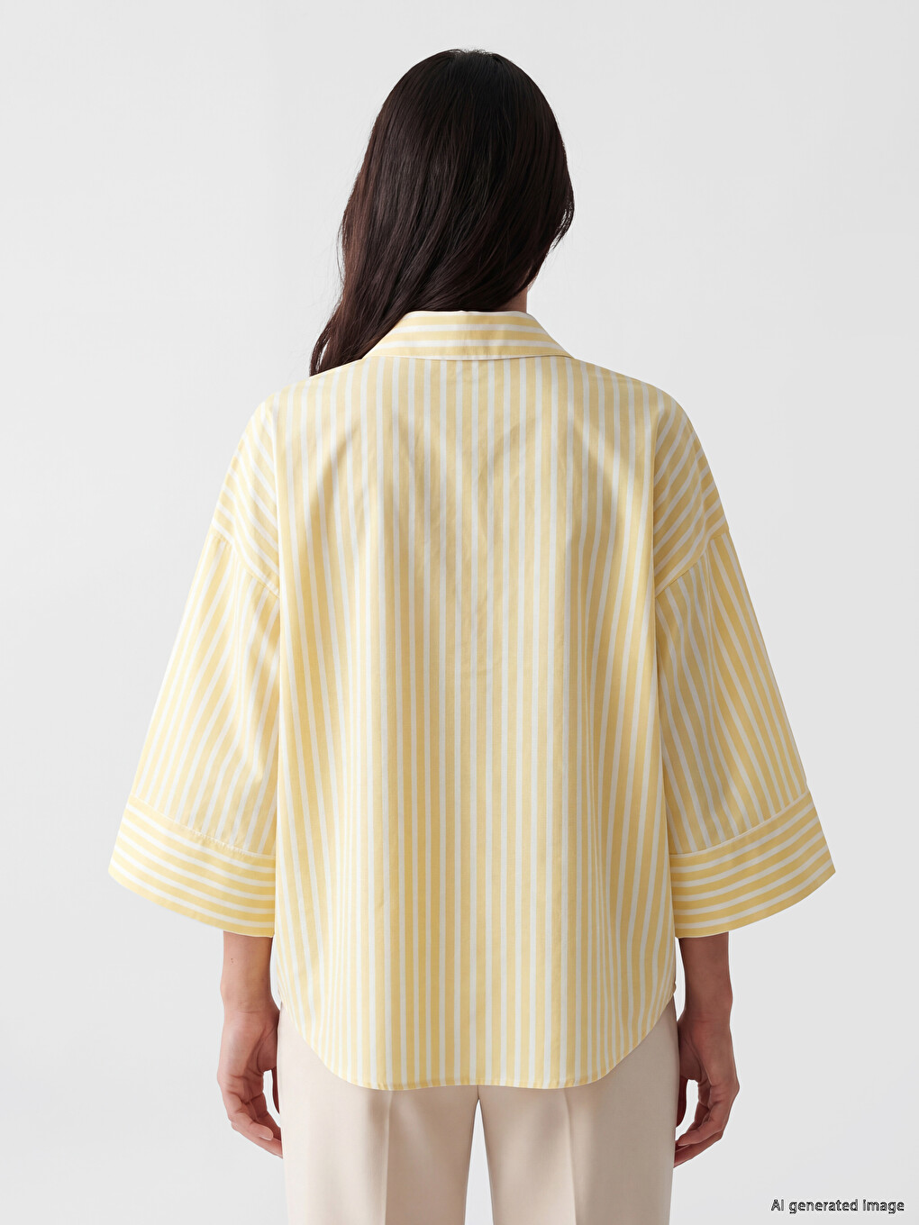 Striped Oversize Twill Women's Shirt-3