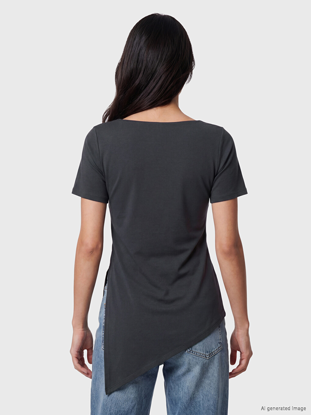 Asymmetric Cut Modal Blend Women's T-shirt-3