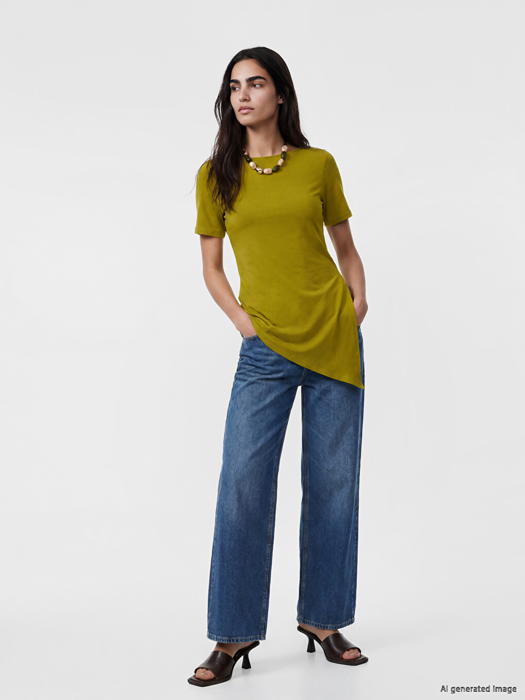 Asymmetric Cut Modal Blend Women's T-Shirt-1