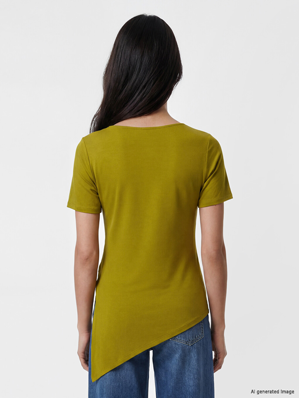 Asymmetric Cut Modal Blend Women's T-Shirt-3